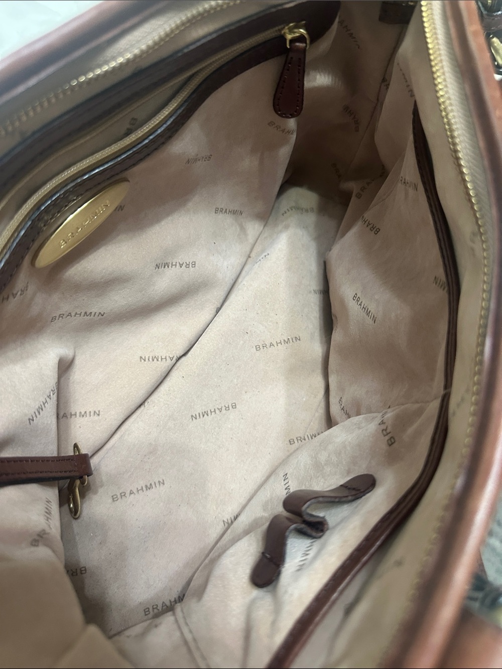 Brahmin Raffia Leather Bag with Detachable strap - Picture 3 of 11